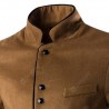 Trendy Slimming Stand Collar Single Breasted Color Block Edging Long Sleeve Woolen Blend Blazer For Men