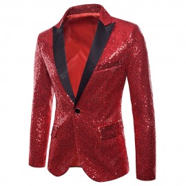 Performance Wear One Button Pockets Sequin Blazer