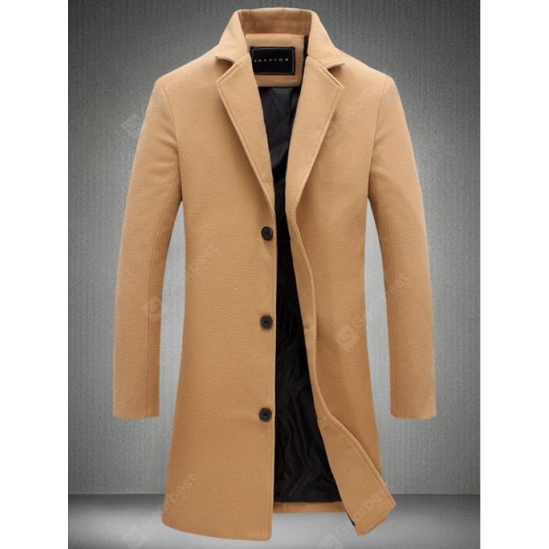 Plus Size Single Breasted Longline Woolen Coat