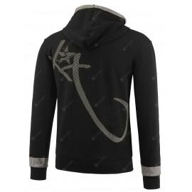 Zip Up Kangaroo Pocket Printed Hoodie