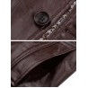 Stand Collar Flocking Single Breasted PU-Leather Jacket