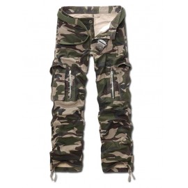 Zipper Fly Camo Straight Leg Multi-Pocket Design Pants