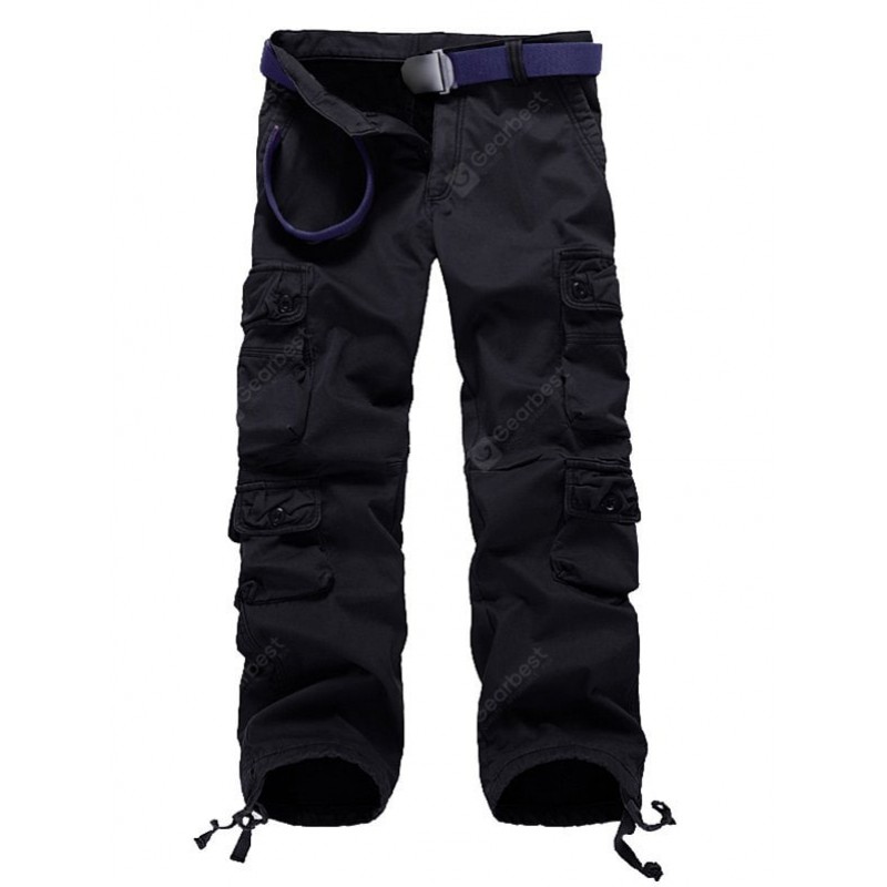 Zipper Fly Plus Size Pockets Flocking Cargo Pants