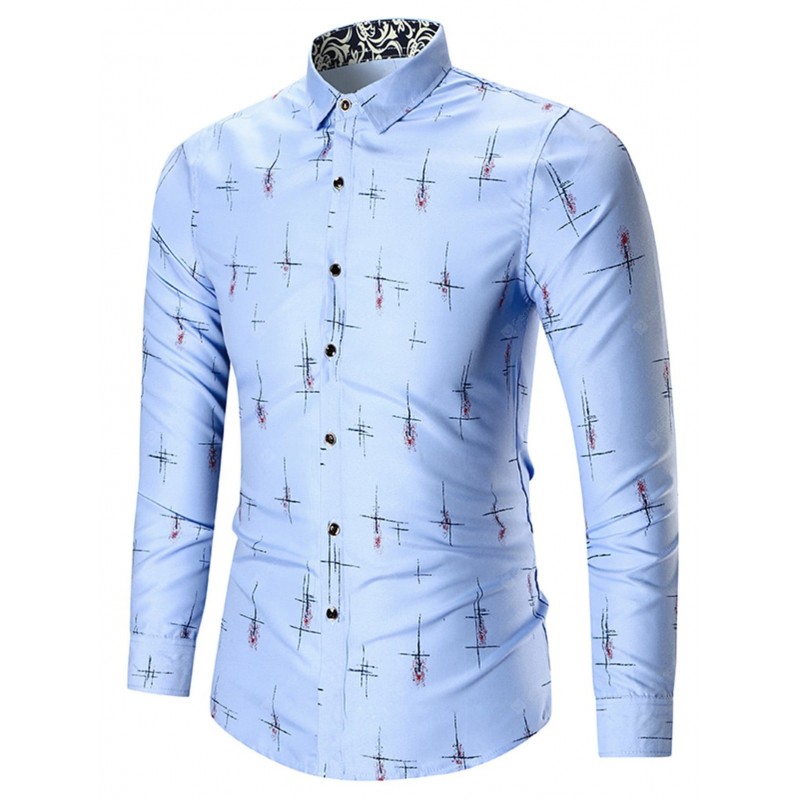 Printed Long Sleeve Plus Size Shirt