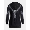 Skull Wings Print Halloween Zip Up Hoodie