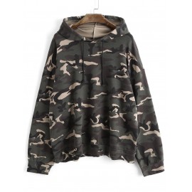 Oversized Camouflage Drawstring Hoodie