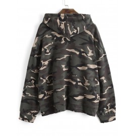 Oversized Camouflage Drawstring Hoodie