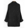 Open Front Curled Sleeve Batwing Cardigan