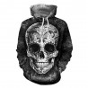 Women's Fashion Printed Skull Head Hooded Long Sleeve Hoodie Loose Casual Coat