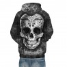 Women's Fashion Printed Skull Head Hooded Long Sleeve Hoodie Loose Casual Coat