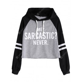 Raglan Sleeve Drawstring Letter Print Hoodie