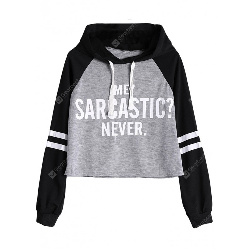 Raglan Sleeve Drawstring Letter Print Hoodie