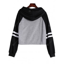 Raglan Sleeve Drawstring Letter Print Hoodie