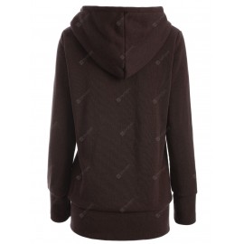 Zipper Fly Thicken Leopard Pattern Brown Hoodie