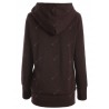 Zipper Fly Thicken Leopard Pattern Brown Hoodie