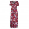 Women Causal Fashion Floral Print Maxi Dress Floral Big Swing Stitching Dress