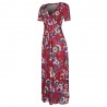 Women Causal Fashion Floral Print Maxi Dress Floral Big Swing Stitching Dress