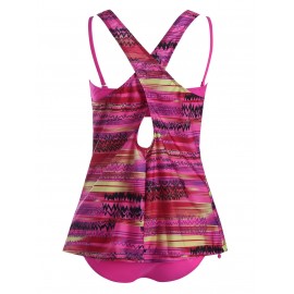 Plus Size Bikini Set with Print Tank Top