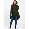 Plus Size Lace Up High Low Hooded Coat