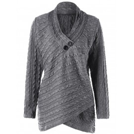 Plus Size Cable Knit Overlap Top