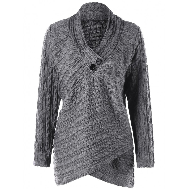 Plus Size Cable Knit Overlap Top