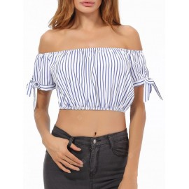 Off The Shoulder Striped Crop Top