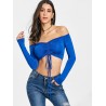 Off The Shoulder Drawstring Crop Top