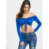 Off The Shoulder Drawstring Crop Top