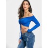 Off The Shoulder Drawstring Crop Top