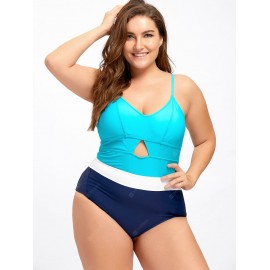 Plus Size Keyhole Backless One Piece Swimwear