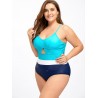 Plus Size Keyhole Backless One Piece Swimwear