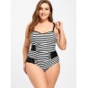 Plus Size Striped Spaghetti Strap Swimwear