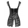 Plus Size Lace Zip Faux Leather Corset