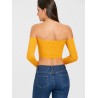 Strapless V Cut Long Sleeve Crop Top