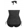 Polka Dot Halter Padded Plus Size Push Up Tankini Swimsuit