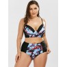 Plus Size Floral Underwire High Waist Bikini Set