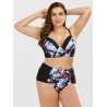 Plus Size Floral Underwire High Waist Bikini Set