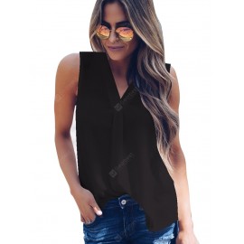 Sexy V-neck Chiffon Stitching Women's Sleeveless Top