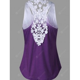 Women Vest Tops Lace Stitching Print Sleeveless