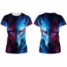 Round Collar Short Sleeve Wolf Print Women T-shirt