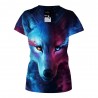 Round Collar Short Sleeve Wolf Print Women T-shirt