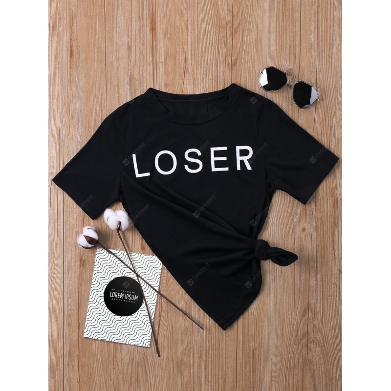 Short Sleeve Loser Print T-shirt