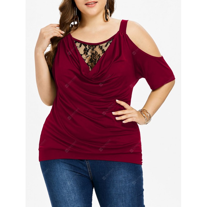 Plus Size Cowl Neck Blouson T-shirt