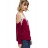 Sexy V-Neck Flare Sleeve Cut Out Lacework Deisgn Spliced Women T-Shirt