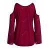 Sexy V-Neck Flare Sleeve Cut Out Lacework Deisgn Spliced Women T-Shirt