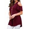 Women's Round Neck Off Shoulder Solid Color Wild Casual Short Sleeve T-shirt