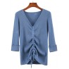 Women's Drawstring Sweater V-neck Button