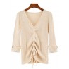 Women's Drawstring Sweater V-neck Button