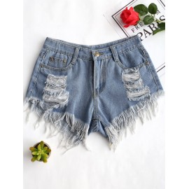 Ripped Frayed Hem Denim Shorts