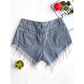 Ripped Frayed Hem Denim Shorts